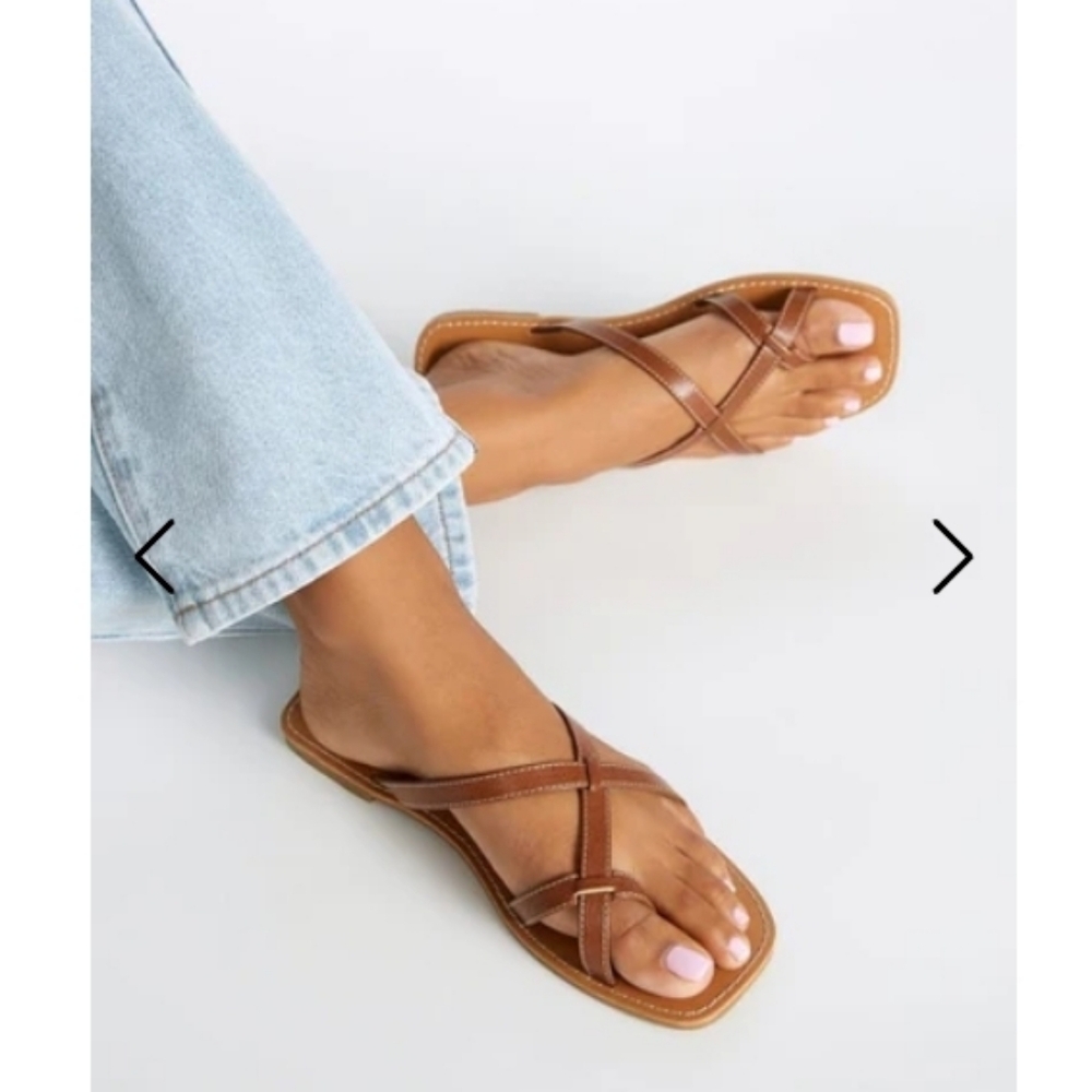JustFab Tan Strappy Sandals